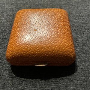 Vintage Linden travel pop up alarm clock Brown Leather wind up